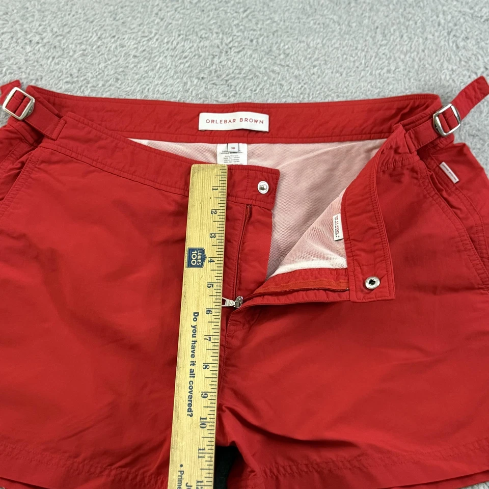 Pantalones Cortos Orlebar Marrón Para Hombre 36 Rojo Springer OB Clásicos Bañador Malla Forrados Foto 4 de 4
