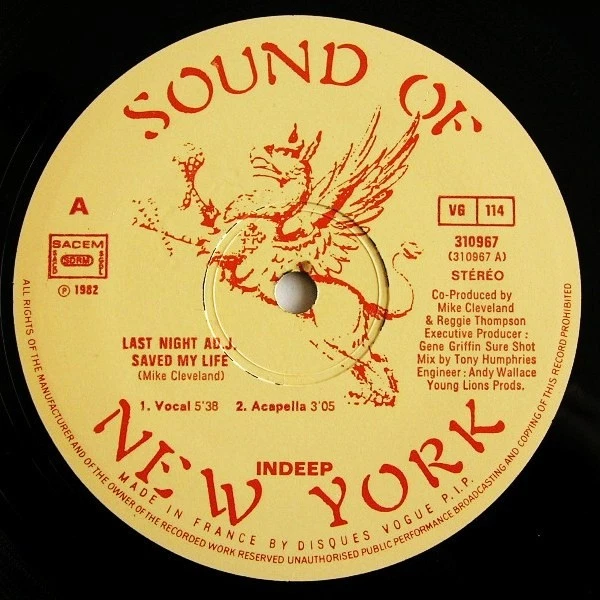 Indeep Last Night A D.J. Saved My Life 12" Single Ltd Vinyl Schallplatte 107 - Bild 3 von 4