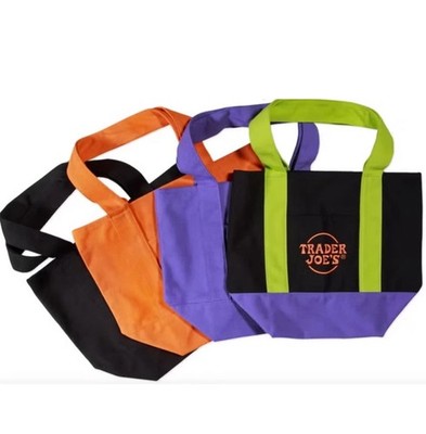 Trader Joe's Trick Or Treat 4 Mini Canvas Tote Bags Halloween Limited Ed Set Lot