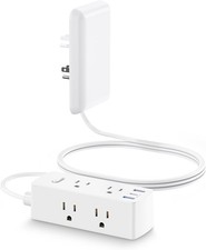 Flat Outlet Extender with Detachable Outlet Cover Wall Extension Cord 6AC 3USB