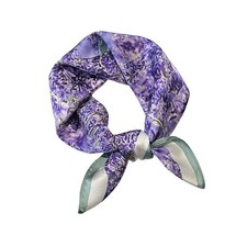 100 Silk Small Scarf Square Bandana Vintage Purple Lavender Neckerchief Tied 53