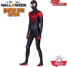 Into the SpiderVerse Miles Morales Spiderman Jumpsuit Kids/Adult Costume Cosplay