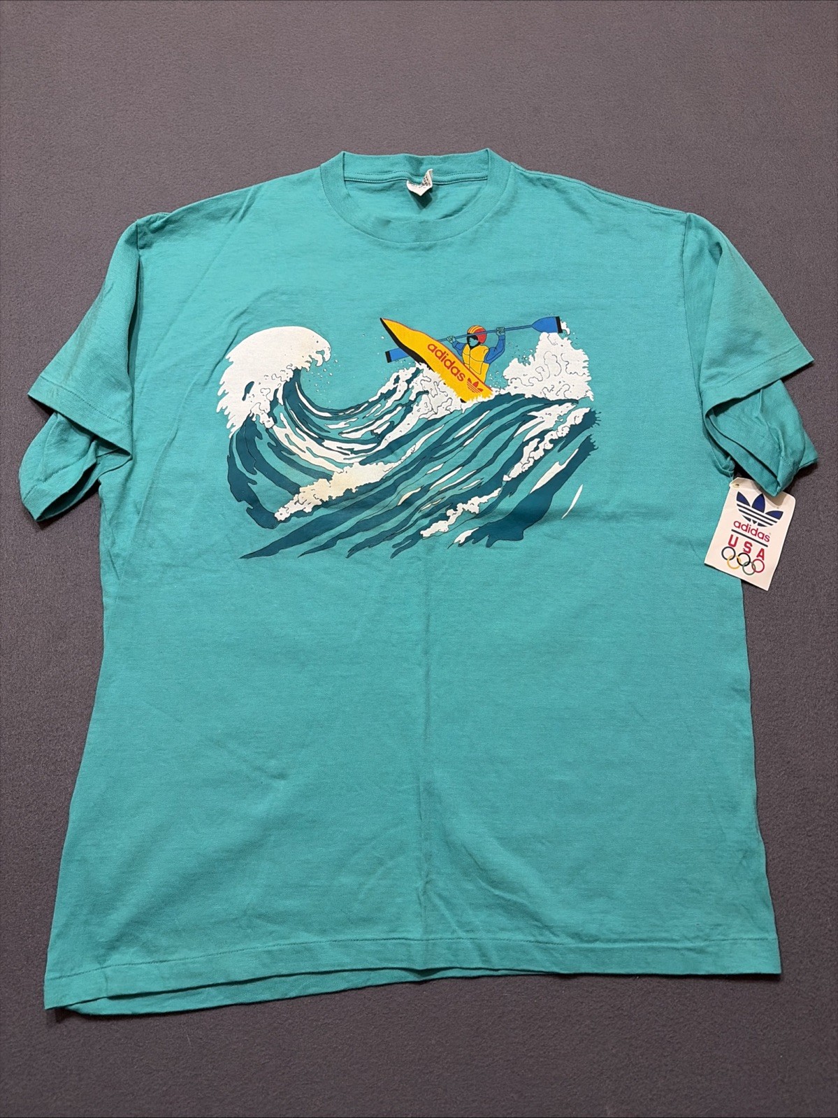 Vintage 80s 90s Adidas Devils Toenail Kayak Olympic Single Stitch NWT Men’s LG image 2