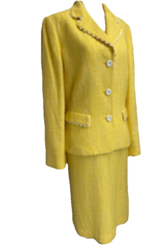Vintage Le Suit Skirt Suit Size 14 Yellow Boucle Clueless Mean Girls Old Money