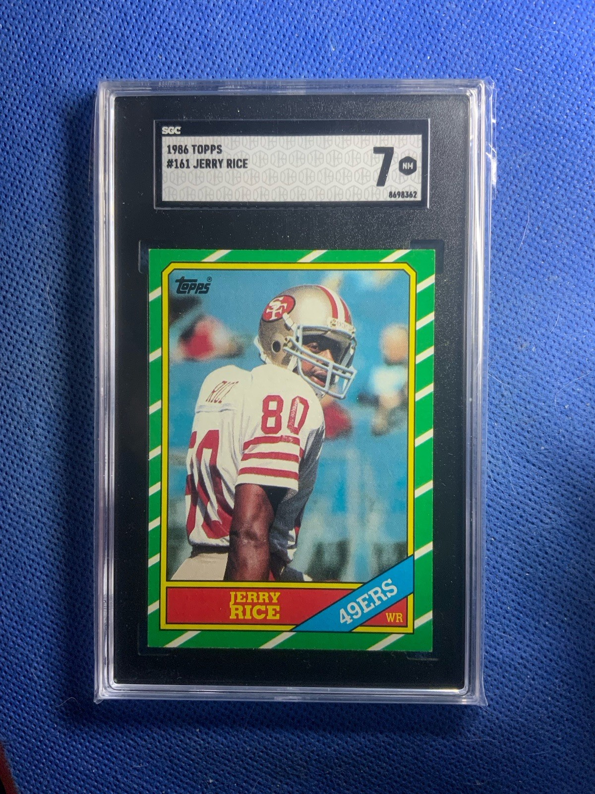 1986 Topps JERRY RICE ROOKIE San Francisco 49ers #161 SGC 7 NEAR MINT Condition