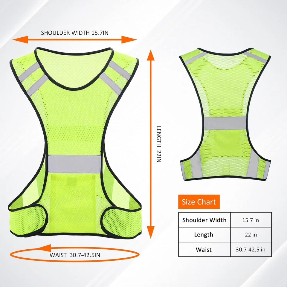 Reflective Running Vest, High Visibility Running Gear with Large Pocket - Image 3 of 4