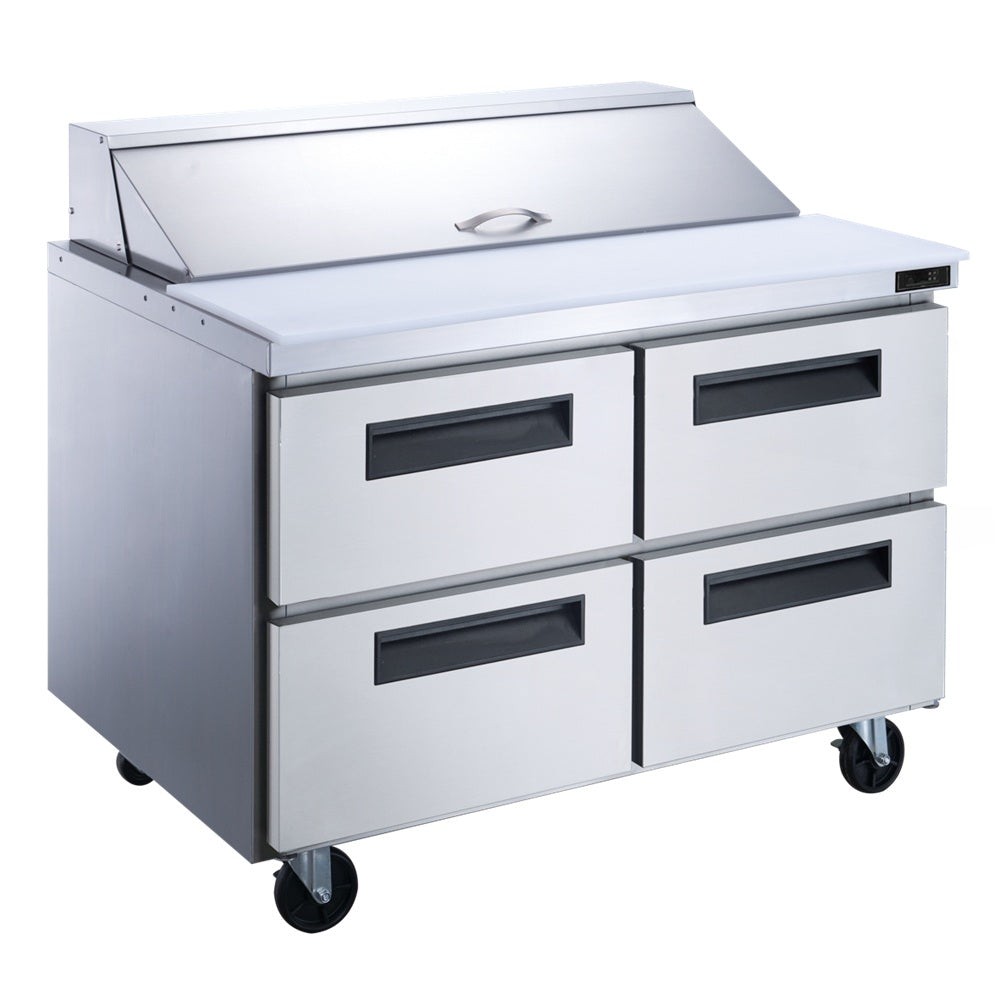 Dukers DSP48-18M-D4 48" 4-Drawer Mega Top Salad Prep Table Refrigerator - NEW