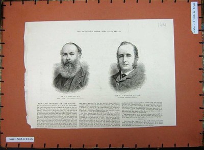 Old Antique Print 1885 Sir John Eldon Gorst Richard Everard Webster Men 19th