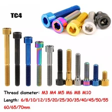 1pc M3 M4 M5 M6 M8 M10 TC4 Titanium Bolts Allen Socket Cap Head Colored Ti Screw