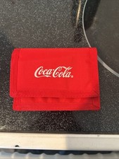 Coca Cola Vintage Red Nylon Wallet Change Purse Hook & Loop Closure ~5x4in Size