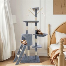 Cat Tree Tower 140cm Scratching Post Climbing Frame Indoor Outdoor Cat Activity