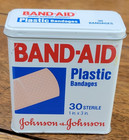 VTG 1983 BAND-AID Brand 3.5" Tin Box - Plastic Bandages, Hinged Lid 30 Ct EMPTY — photo 1
