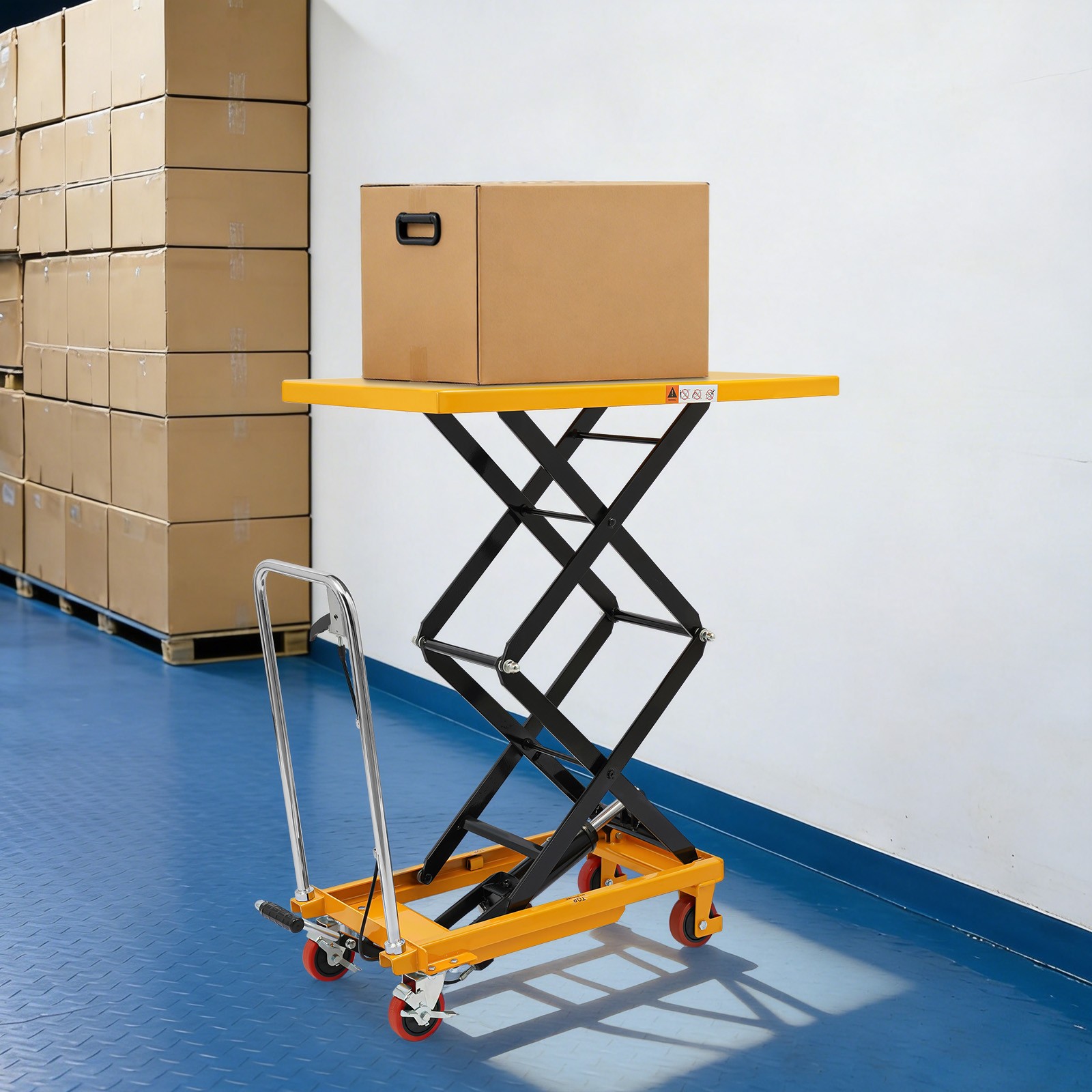 Hydraulic Lift Table Cart 770lbs 51" Lifting Height Double Scissor w/ 4 Wheels
