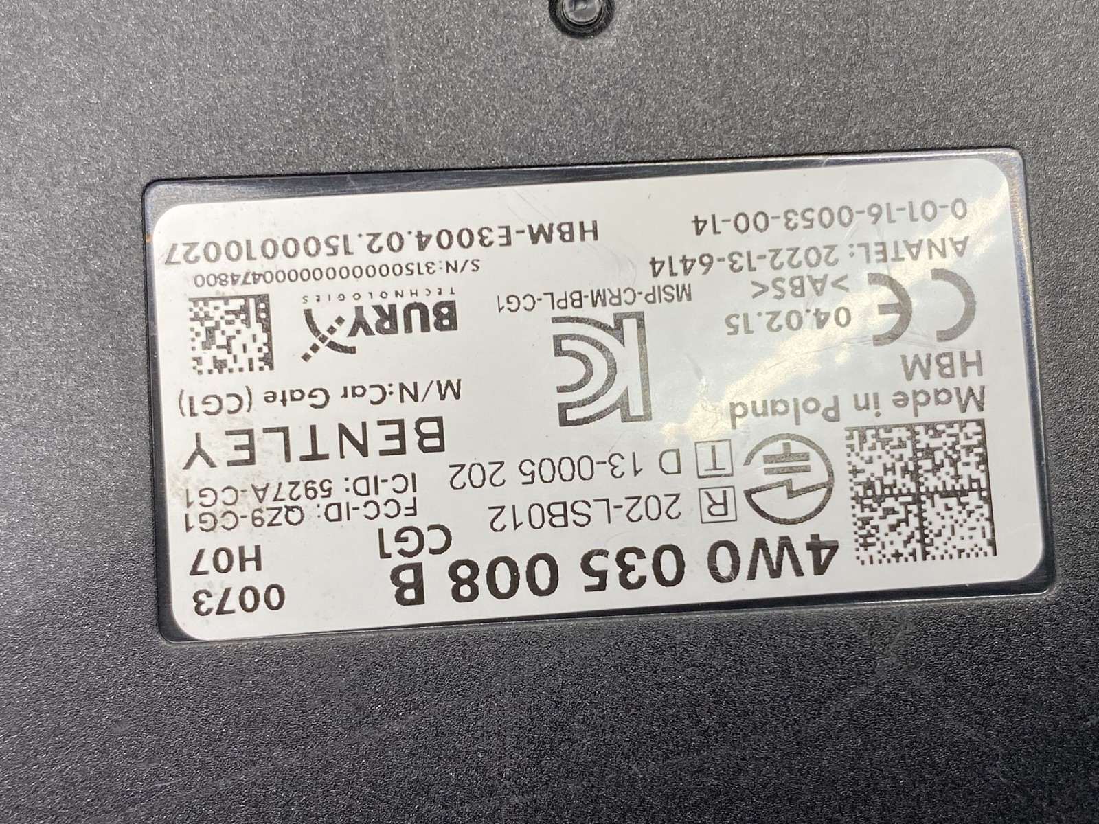 Bentley Flying Spur 2013-2019 Homelink module