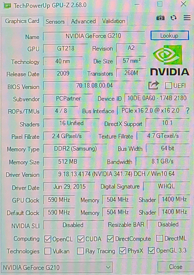 Carte graphique PC - NVIDIA GeForce G210 512 MB DDR2 PCIe - Photo 2/4