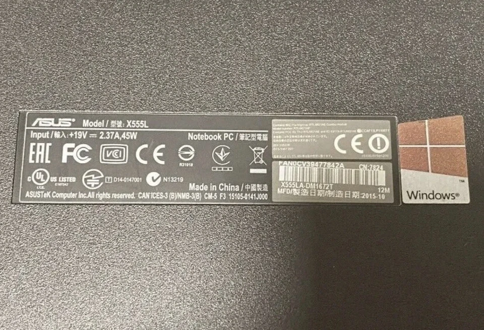ASUS 15.5" Display 1TB HDD 8GB DDR3 W10 Home X555L I5-5200U Boxed & Laptop Bag - Image 4 of 4