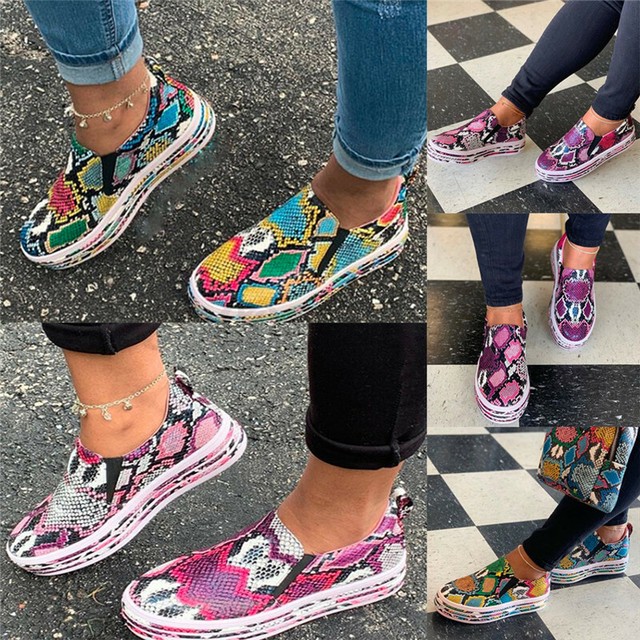 snakeskin slip on trainers