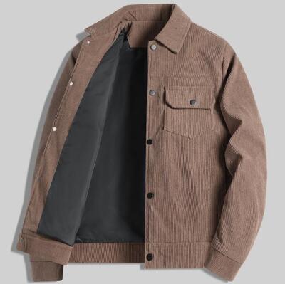 Men's Lapel Casual Jacket Long Sleeve Coat Lapel Fleece Lining Comfort Fashion