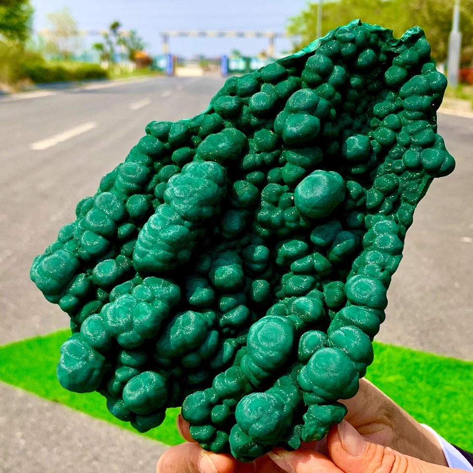 1.85LBRare!! Natural velvet Malachite stone cat eye cluster rough mineral sample - Image 2 of 4