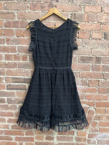 Vestido Valentino rojo con volantes para mujer, talla 42 IT 6 US, seda negra - Imagen 7 de 9