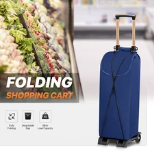 Blue Detachable[STORAGE BAG+BUNGEE CORD]Shopping Cart Folding Luggage Hand Truck