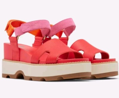 Woman's Sandals SOREL Joanie IV Wedge Sandals Red Glo 10/41 New DISPLAY MODEL