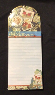 Punch Studio Die Cut Embellished Lined Magnetic Listpad -Butterfly Stamp New
