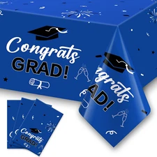 Graduation Party Decorations, 3 Pack Graduation Tablecloth 54"X108",  Decor Blue