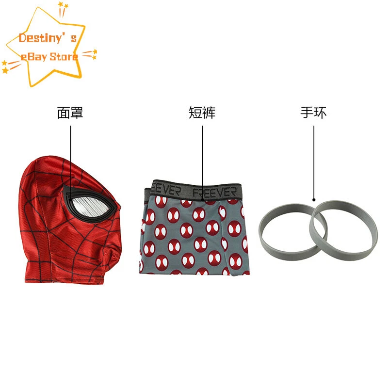 Spider-Man Spiderman Disfraz de Combate Desnudo Peter Parker Pantalones Cortos Casco Pulsera Foto 4 de 4