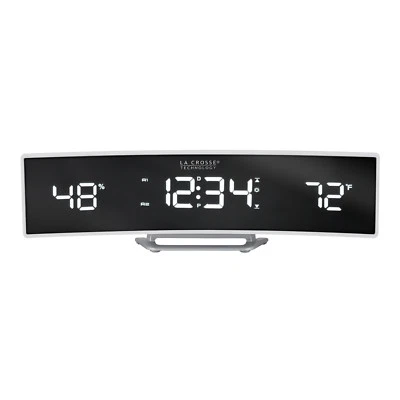 602-247 La Crosse Technology Curve LED Alarm Clock Mirrored Lens USB - Open Box