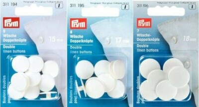 Wäscheknöpfe Doppelknöpfe Kunststoff weiß 15mm 17mm 18mm