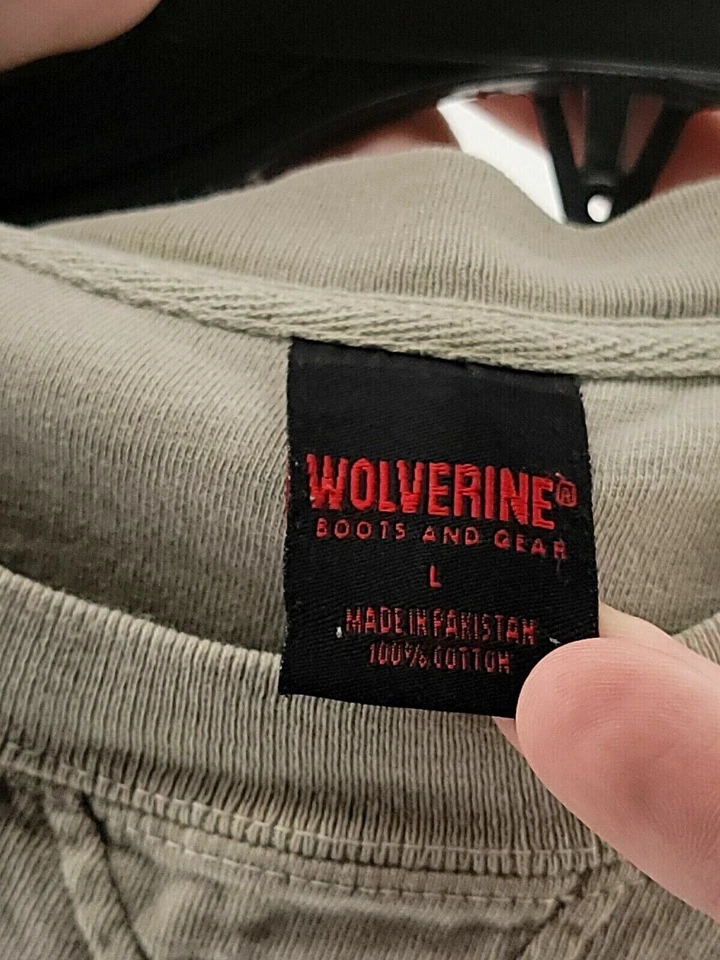 Camiseta Wolverine para hombre adulto talla L beige liso manga corta cuello redondo Foto 3 de 4