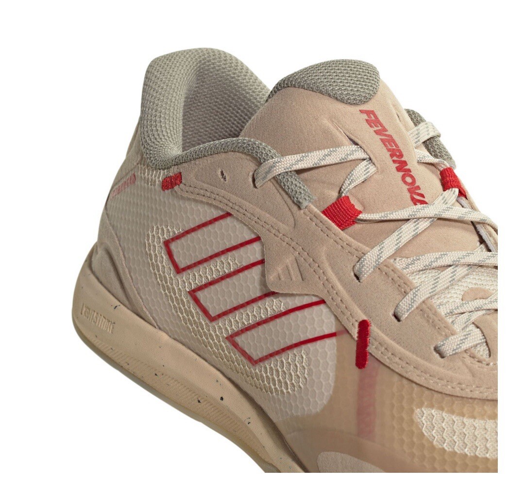 Men's Adidas Fevernova Court Low Beige Red Indoor Soccer Shoes