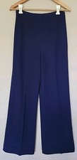 Vtg 70s Womens Blue Baggy Wide Leg High Rise Pull On Pants Disco Secretary M