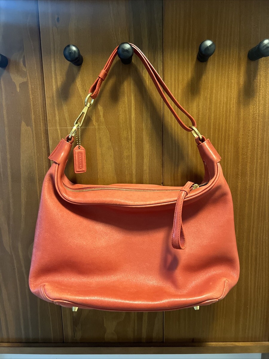 美品 Coach Hobo Hand Bag Signature Red Vintage Coach F1S-6951 red leather hobo shoulderbag handbag purse