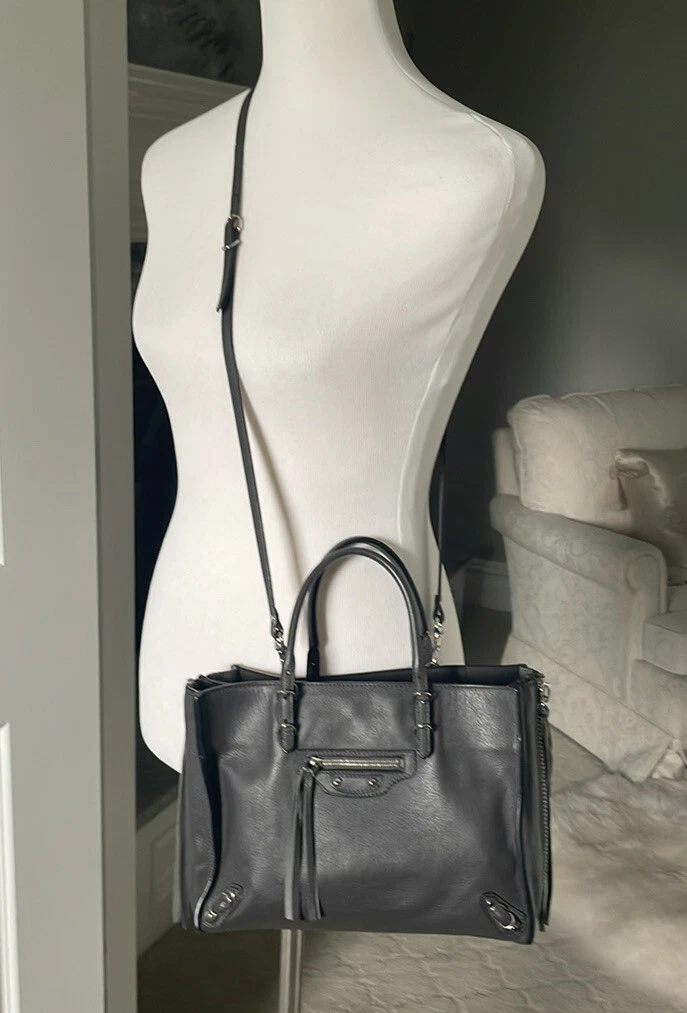 Auth Balenciaga Papier A4 Mini Tote Crossbody Gray Dustbag