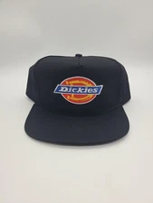 Vintage Dickies Spell Out Big Logo Twill Snapback Hat Cap Black Hat