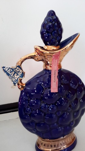 Vintage 1963 Cobalt Blue and Gold 175 Months Jim Beam Whiskey Decanter W/Box - Picture 11 of 18