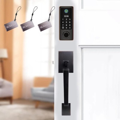 BEBASIA Fingerprint Door Lock with Handles, Keyless Entry Door Lock, Smart Do...