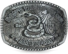 Belt Buckles Men Western Cowboy - Don't Tread On Me Rattlesnake Silver