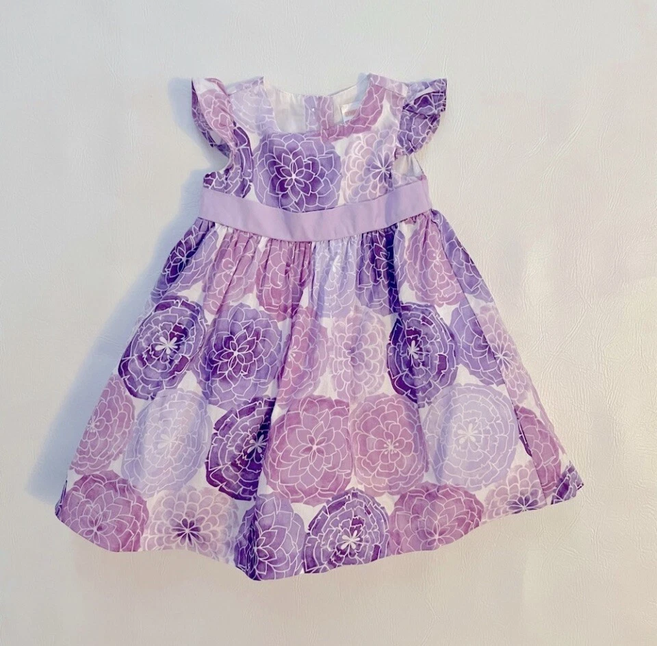 Gymboree Purple White Floral Easter Dress Size 3 6 months Bin 1b