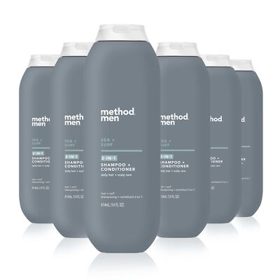 6 Pack 14 Fl Oz Men's 2 in 1 Shampoo and Conditioner with Argan Jojoba Oil