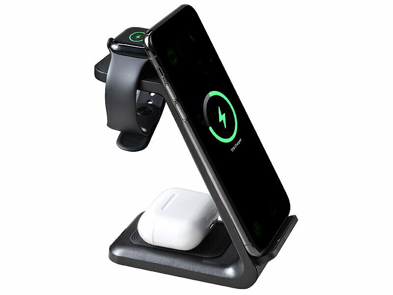 Station de chargement sans fil 3 en 1 compatible iPhone, Apple Watch et AirPods colorés
