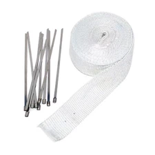 REV9 Power WHITE Exhaust Header Manifold Heat Wrap 2"x1/16"x 50 ft Roll With Tie