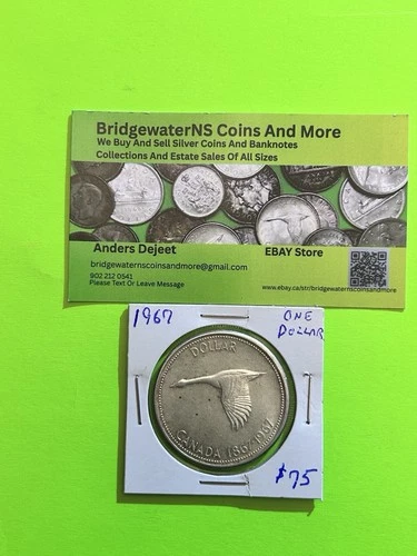 1867-1967 Canadian Centennial Silver Dollar Flying Goose .8 Silver AG.