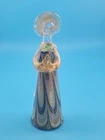 Vintage Murano Glass Angel Purple & Green With Hands Praying W/Gold Flecks EUC