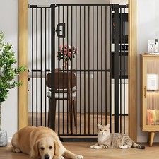 Best Jekriuet 57" Extra Tall Pet Gate, Auto Close Dog Door Pressure Mounted No