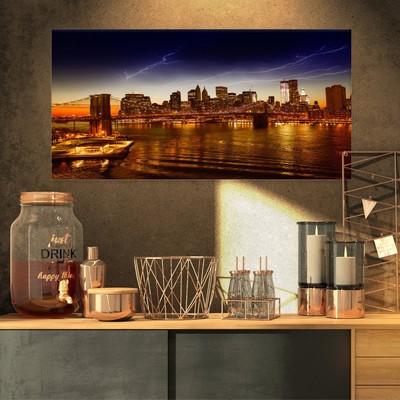 Manhattan Sunset on East River-Cityscape Photo Canvas Print-32x16, 32x16