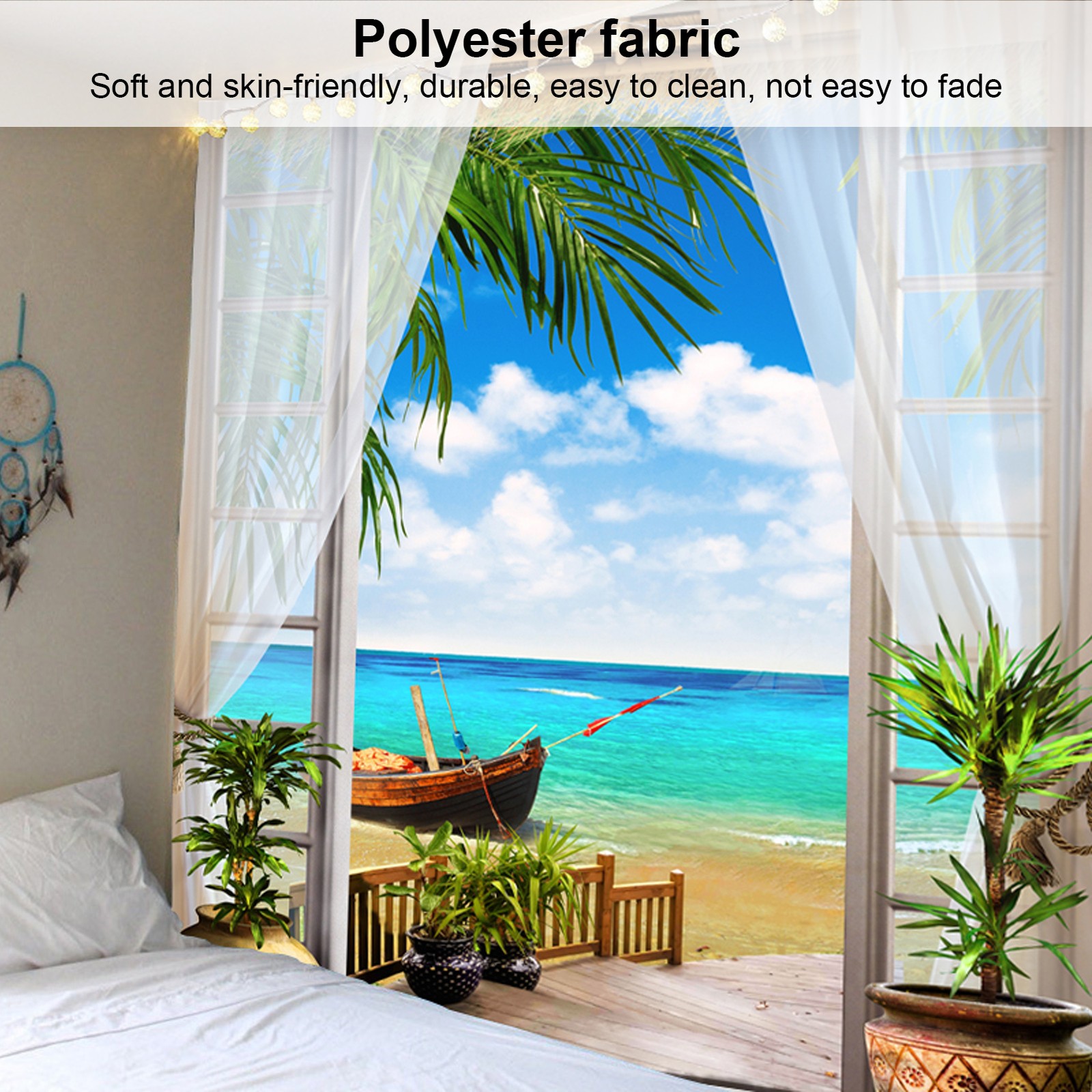 Home Tapestry Landscape Pattern Polyester Fabric Hanging Blanket For Bedroom