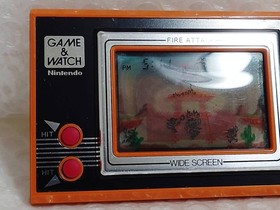 ++Poor Condition Nintendo GAME&WATCH WIDE SCREEN FIRE ATTACK ID-29 Game Wide